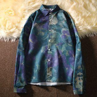 Tie Dye Floral Print Shirt