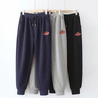 Embroidered Wide-leg Jogger Pants