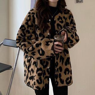 Leopard Print Button Jacket Leopard - One Size