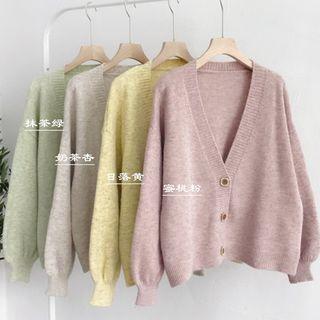 V-neck Long-sleeve Open-front Sweater