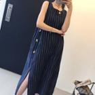 Sleeveless Pinstriped Maxi Dress