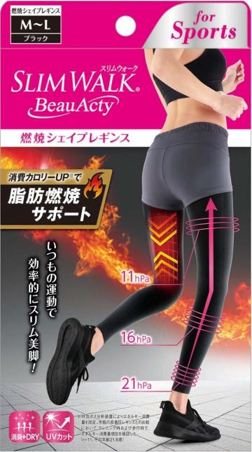 Slim Walk - Compression, Shape Legging For Sports, Fat Burning, Sweat-absorbent, Quick-drying, (black M-l)