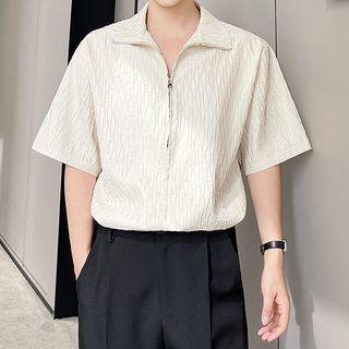 Short-sleeve Collar Zip Shirt