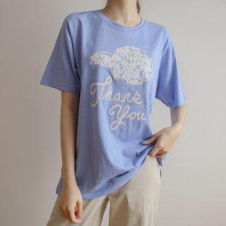 Thank You Lace-detail T-shirt