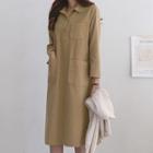 Half-placket Pocket-trim Shirtdress