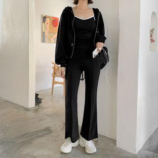 Set: Zip-up Hoodie + Camisole + Boot-cut Pants