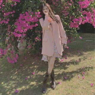 Floral Mini A-line Dress / Plain Blazer
