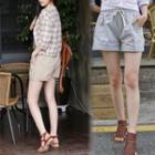 Drawstring-waist Linen Shorts
