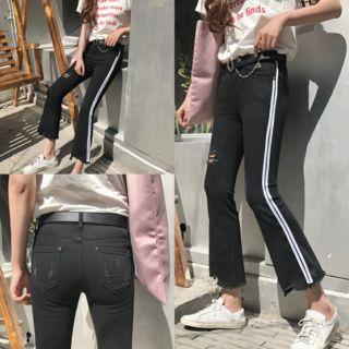 Striped Boot Cut Jeans