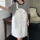 Short-sleeve Mock Two-piece Striped Mini T-shirt Dress