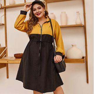 Plus Size Two-tone Sweatshirt Dress