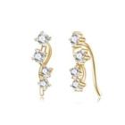 925 Sterling Silver Plated Champagne Gold Earrings With Cubic Zircon Golden - One Size