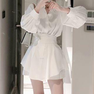 Set: Plain Shirt + Shorts + Belt