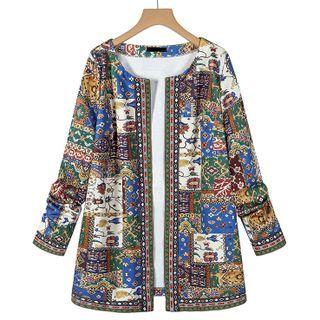 Round Neck Print Jacket