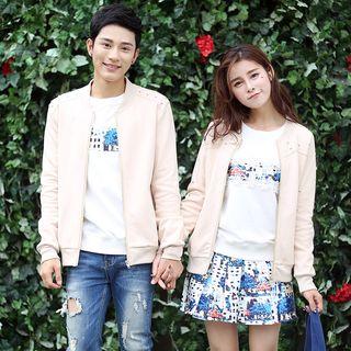 Couple Matching Studded Zip Jacket