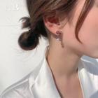 Rhinestone Heart Stud Earring 925 Silver Needle - As Shown In Figure - One Size