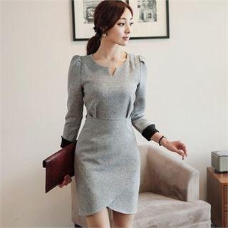 V-neck Contrast Trim Sheath Dress