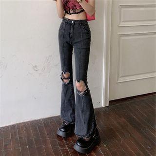 High Waist Cutout Flared Jeans