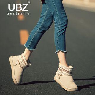 Patterned Panel Short Snow Boots