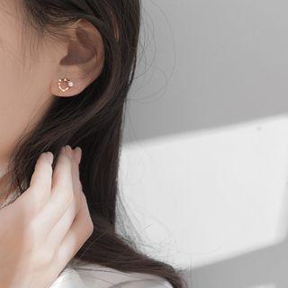 925 Sterling Silver Faux Pearl Irregular Hoop Earring