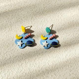 Sterling Silver Space Drop Earring 1 Pair - Blue - One Size