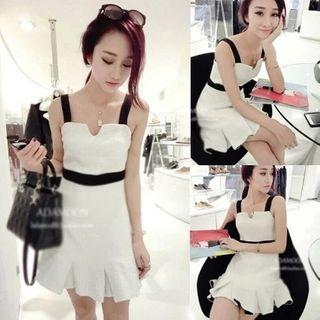 Contrast Trim Spaghetti Strap Mini A-line Dress