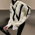 Patterned Hooded Sweater Off-white - One Size