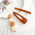 Wooden Hair Clip (various Designs) Set Of 3 - Wfj-008 - One Size