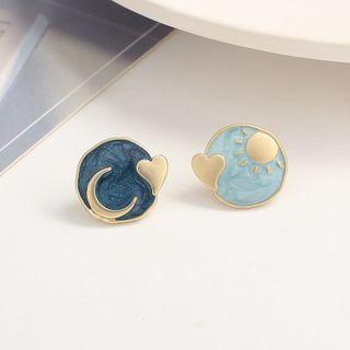Sun & Moon Glaze Asymmetrical Alloy Earring