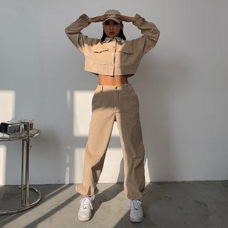 Set: Cropped Button Jacket + Pants