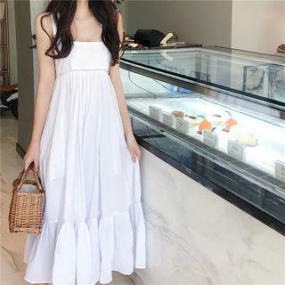 Plain Open Tie-back Sleeveless Dress