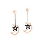 Simple And Fashion Plated Rose Gold 316l Stainless Steel Star Moon Tassel Earrings Rose Gold - One Size