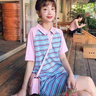Short Sleeve Striepd Dress