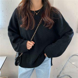 Long-sleeve Split Hem Sweater