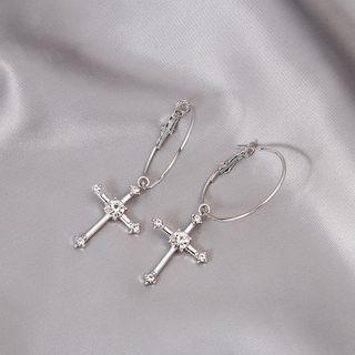 Rhinestone Cross Dangle Earring E3308-2 - 1 Pair - As Shown In Figure - One Size