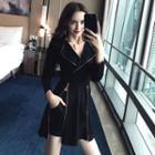 Set: 3/4-sleeve Zip-side Mini Dress + Shorts