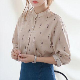 Mandarin-collar Pattern Shirt
