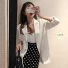 Single-button Plain Blazer / Padded Shirred Camisole