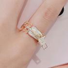 Pull Tag Rhinestone Alloy Ring Ly2641 - Ring - Gold - One Size