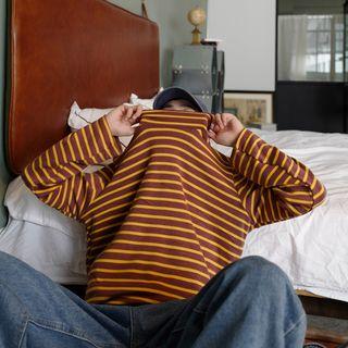 Striped Fleece-lined Long-sleeve Top