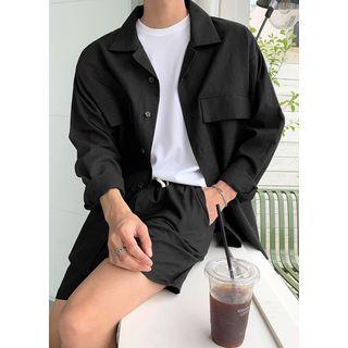 Flap-pocket Linen Blend Oversized Shirt