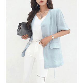 Lapelless Tie-waist Blazer
