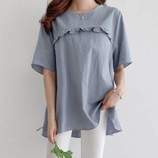 Frill-trim Pleated-back Top