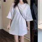 Elbow-sleeve Crew Neck T-shirt