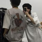 Heart Lettering Elbow-sleeve T-shirt