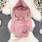 Drawstring Hooded Sweater Dress