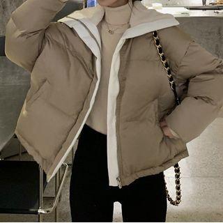Zip Padded Coat Khaki - One Size