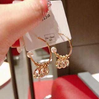 Rhinestone Hoop Fringed Earring As Shown In Figure - One Size