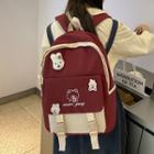 Cartoon Bear Embroidered Snap Buckle Backpack