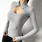 Collared Cutout Sports Top